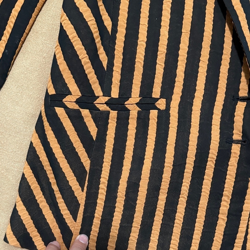 Striped Black and Orange Blazer - Picture 4 of 14